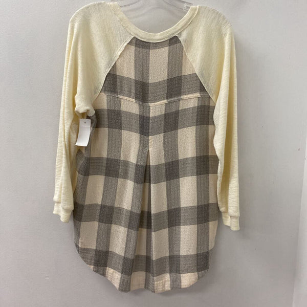 PILCRO WOMEN'S TOP cream grey XS