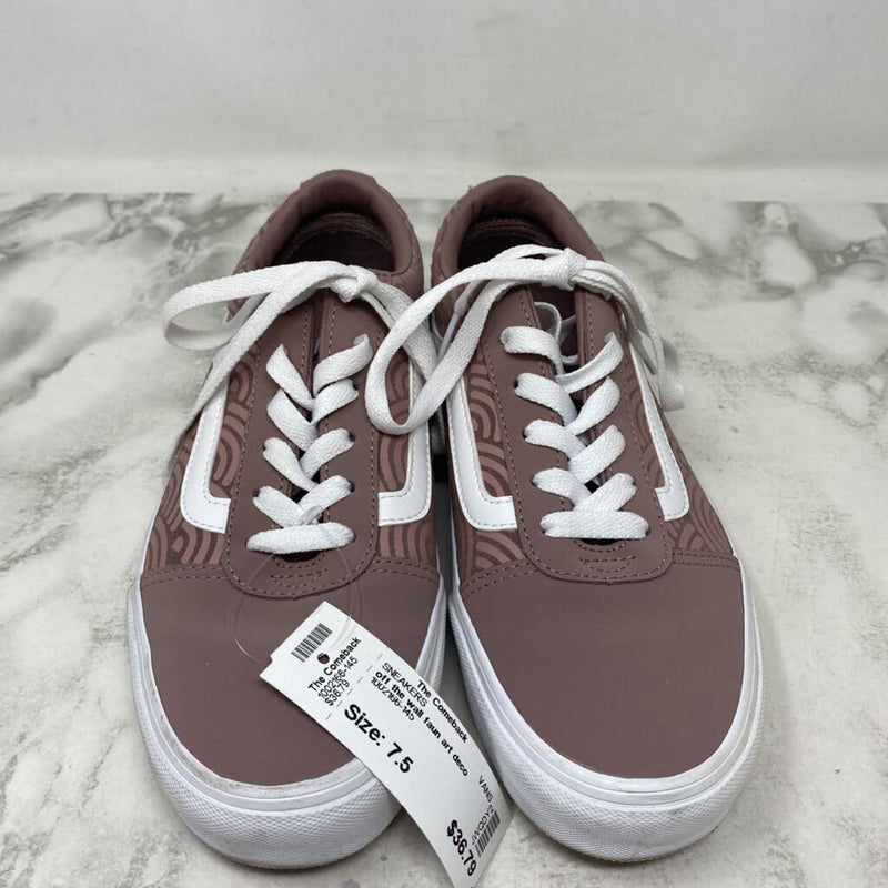 VANS WOMEN'S SNEAKERS faun art deco pattern 7.5