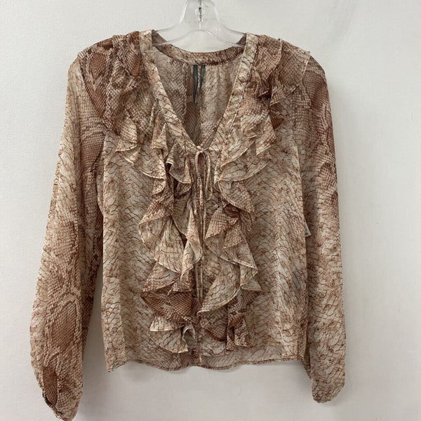 ANTHROPOLOGIE WOMEN'S BLOUSE/SHIRT pink white mix XS