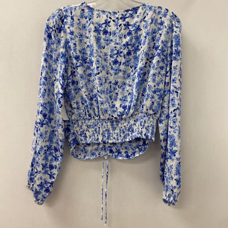H&M WOMEN'S BLOUSE/SHIRT blue white mix S