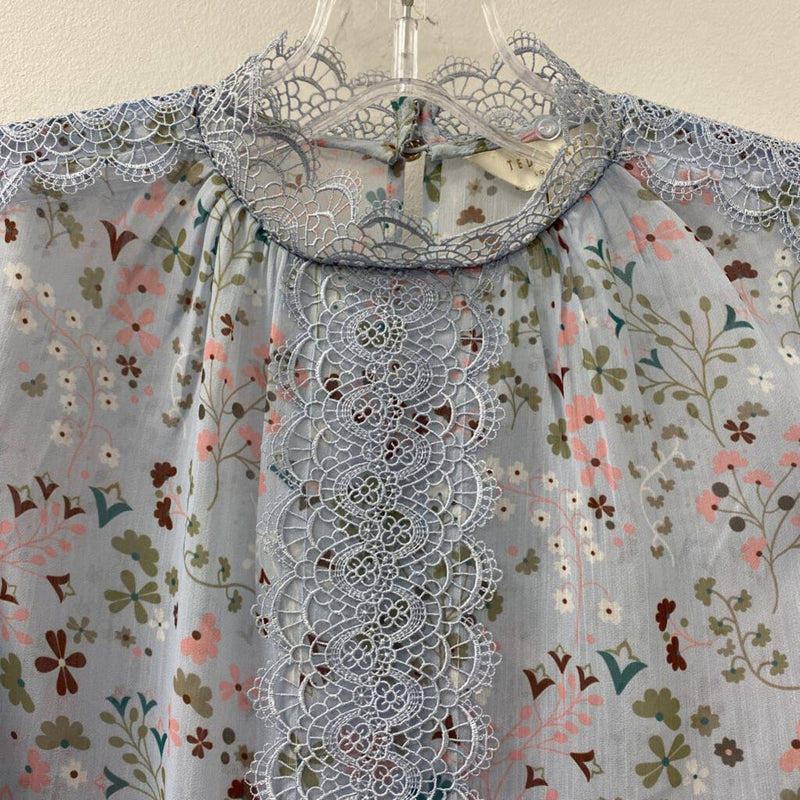 TED BAKER WOMEN'S BLOUSE/SHIRT blue pink multi 2/0