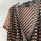 WOMEN'S DRESS beige back red S