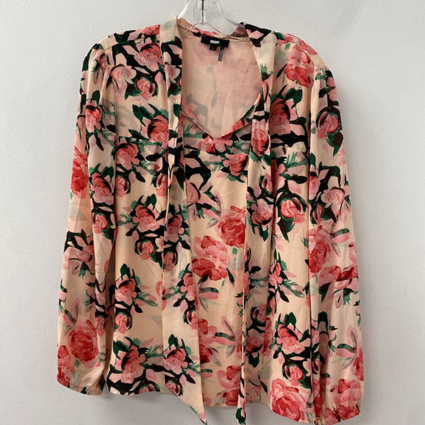 DKNY WOMEN'S BLOUSE/SHIRT pink green L