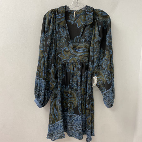 FREE PEOPLE WOMEN'S DRESS olive blue M