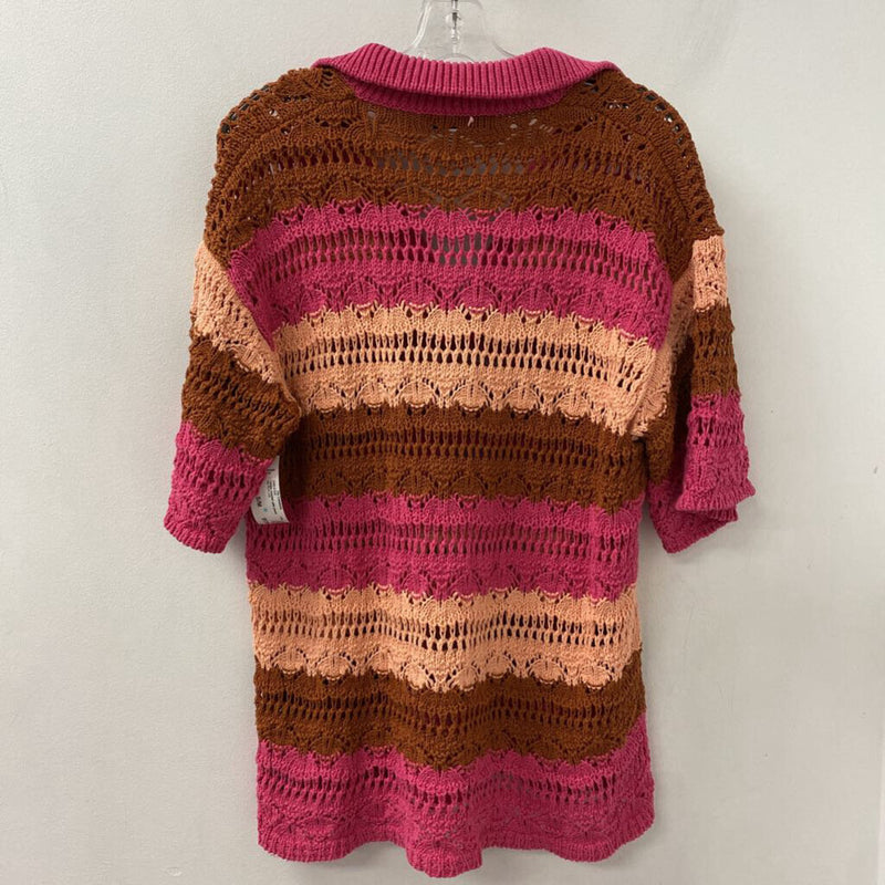 ZARA WOMEN'S SWEATER pink peach brown S/M