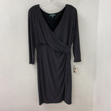 LAUREN WOMEN'S DRESS black white dots 14