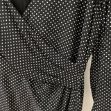 LAUREN WOMEN'S DRESS black white dots 14