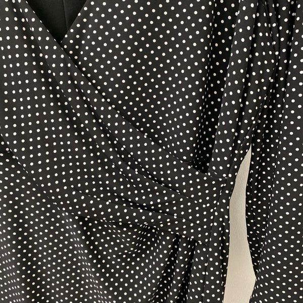 LAUREN WOMEN'S DRESS black white dots 14