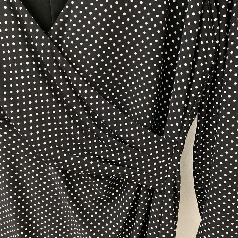 LAUREN WOMEN'S DRESS black white dots 14