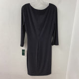 LAUREN WOMEN'S DRESS black white dots 14