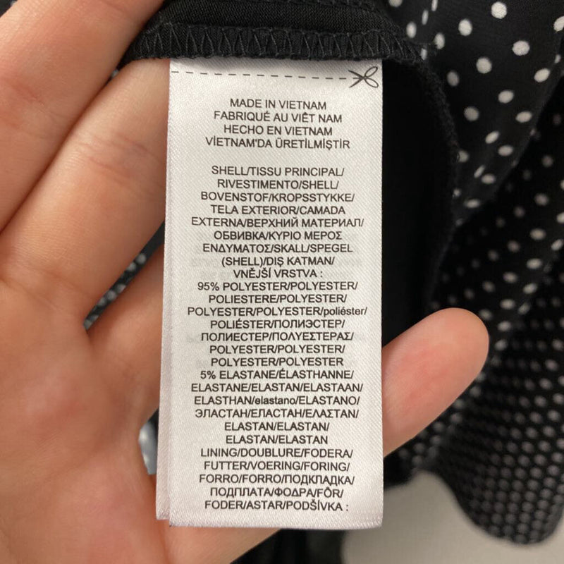 LAUREN WOMEN'S DRESS black white dots 14