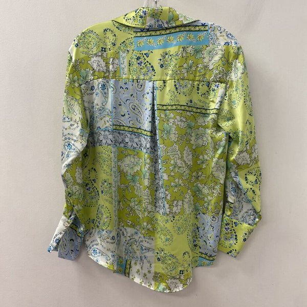 ZARA WOMEN'S BLOUSE/SHIRT lime floral print XS