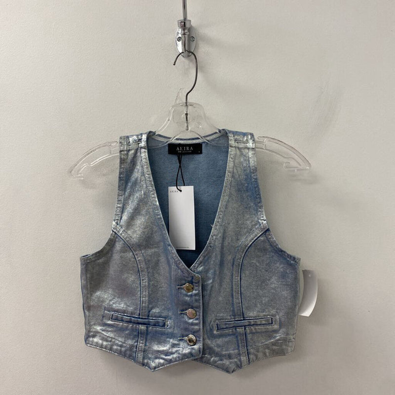 Akira Chicago black label WOMEN'S TOP blue metallic S