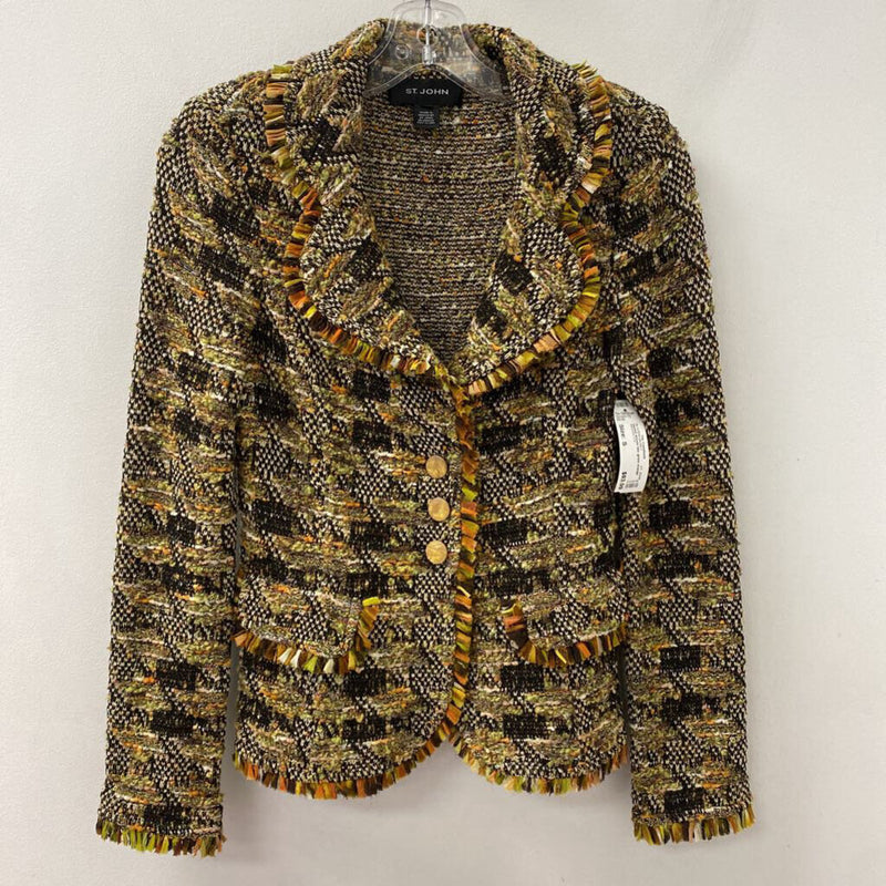 ST JOHN WOMEN'S BLAZER/JACKET green orange black white S