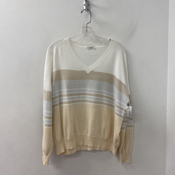 peserico WOMEN'S SWEATER white beige silver L/46