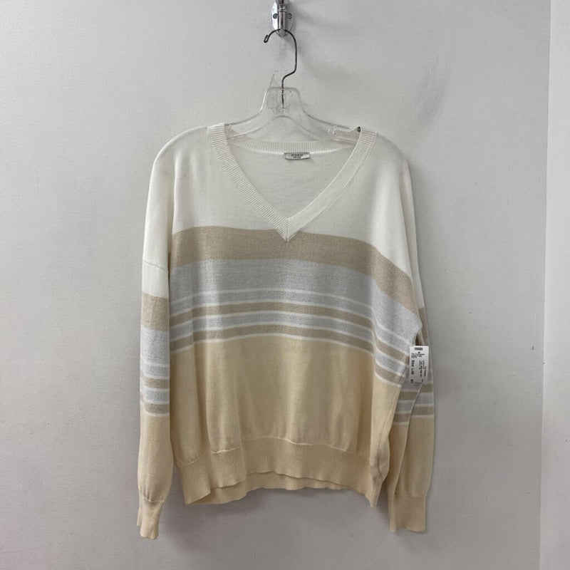 peserico WOMEN'S SWEATER white beige silver L/46