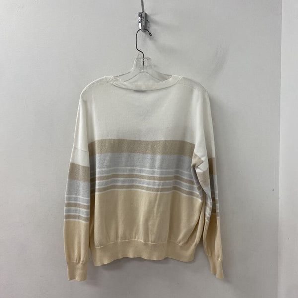 peserico WOMEN'S SWEATER white beige silver L/46