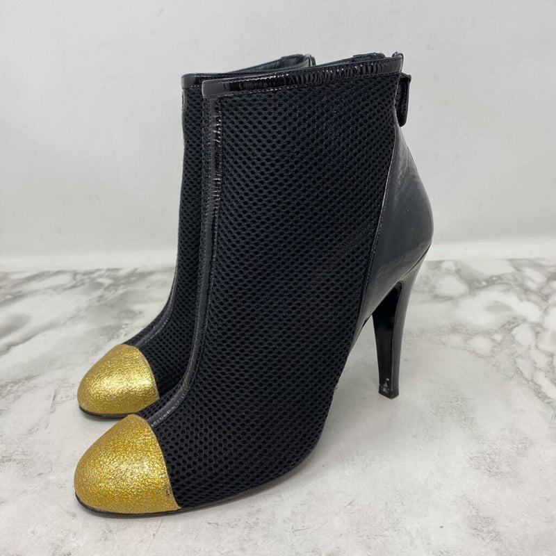 CHANEL WOMEN'S HEELS black gold 40