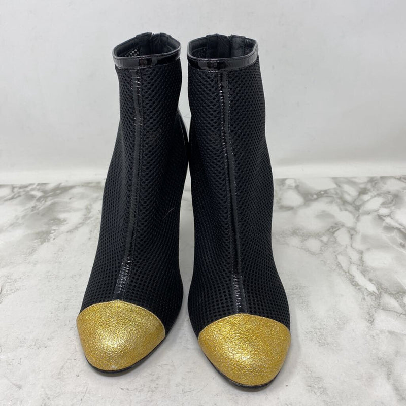 CHANEL WOMEN'S HEELS black gold 40