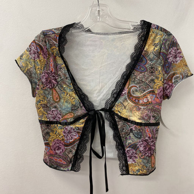 WOMEN'S TOP purple yellow black S