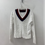 BROOKS BROTHERS WOMEN'S SWEATER white burgundy navy L