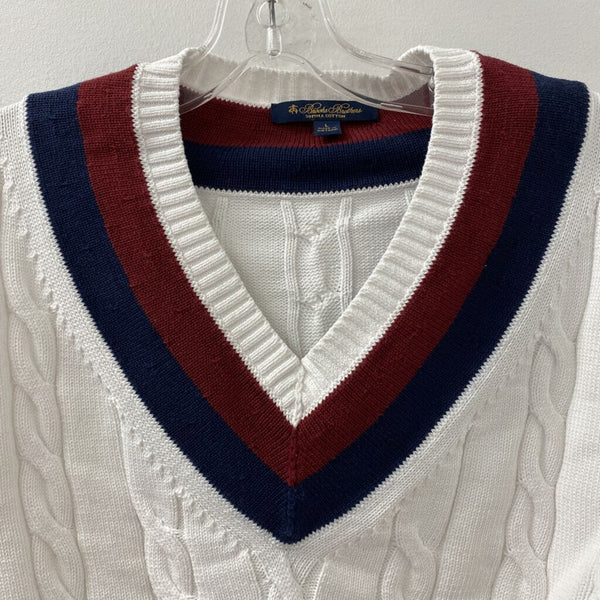 BROOKS BROTHERS WOMEN'S SWEATER white burgundy navy L