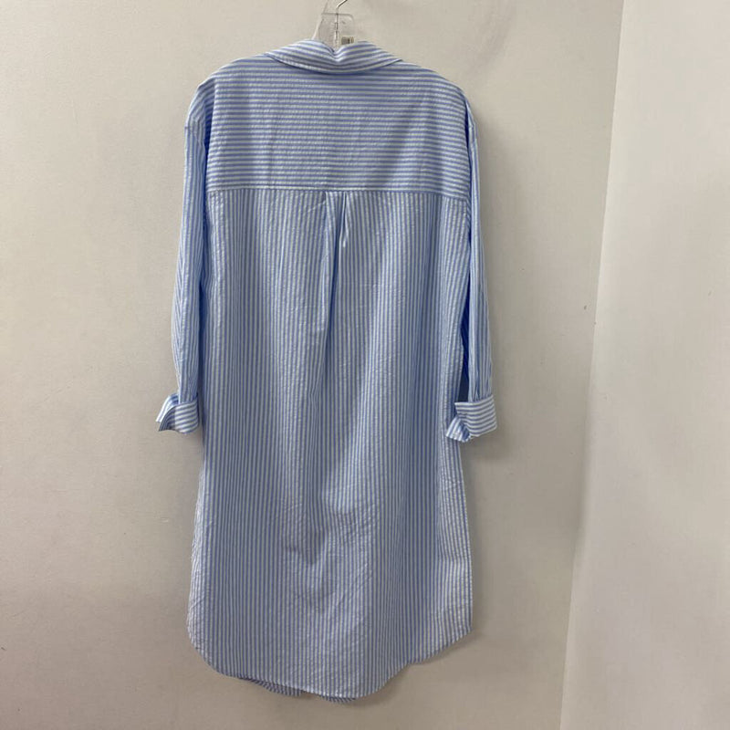 aaron & amber WOMEN'S BLOUSE/SHIRT blue white stripe S