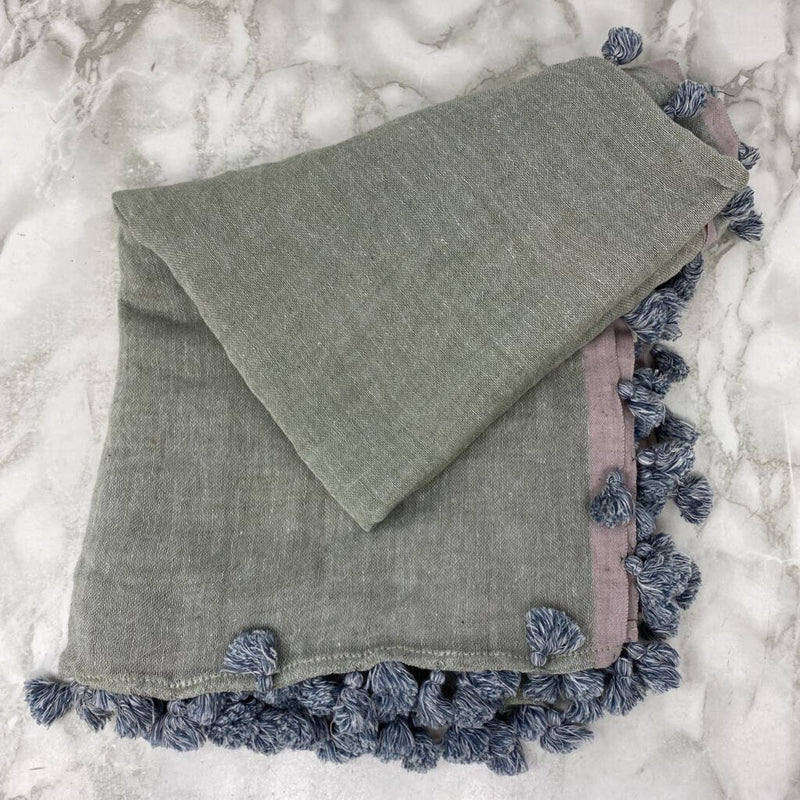 INDABA WOMEN'S SCARF/SHAWL sage grey blue pink