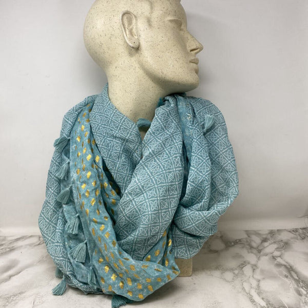 WOMEN'S SCARF/SHAWL aqua gold