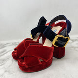 PRADA WOMEN'S HEELS red navy 38