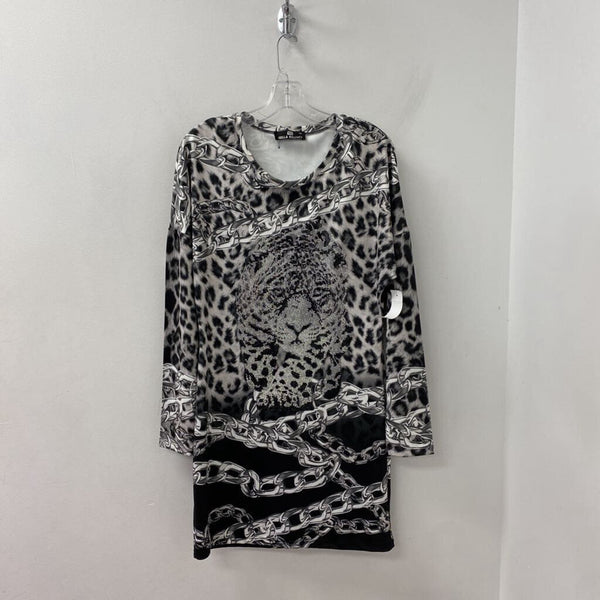WOMEN'S DRESS grey animal print XL