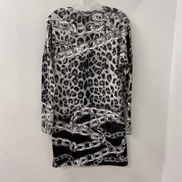 WOMEN'S DRESS grey animal print XL