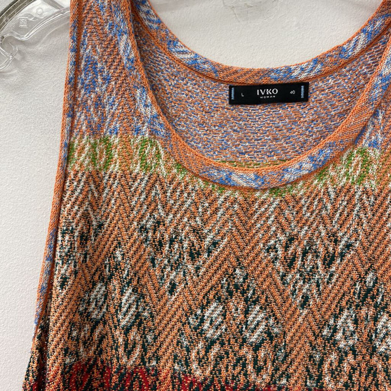 IVKO WOMEN'S DRESS peach blue green red L