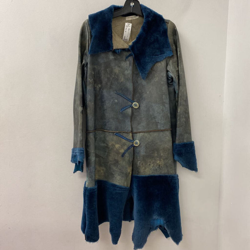 WOMEN'S COAT blue black cream M