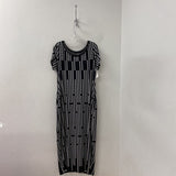 WOMEN'S DRESS black white geo XL/50IT