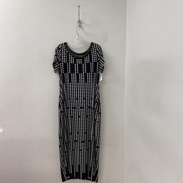 WOMEN'S DRESS black white geo XL/50IT