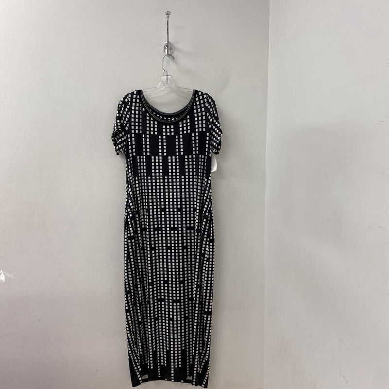 WOMEN'S DRESS black white geo XL/50IT