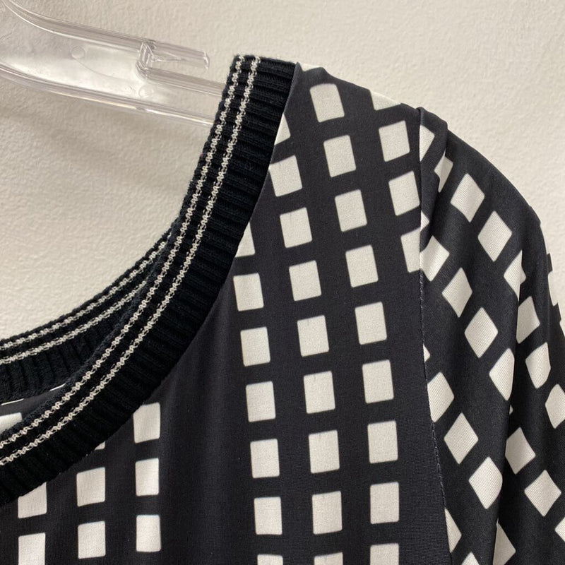 WOMEN'S DRESS black white geo XL/50IT