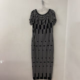 WOMEN'S DRESS black white geo XL/50IT