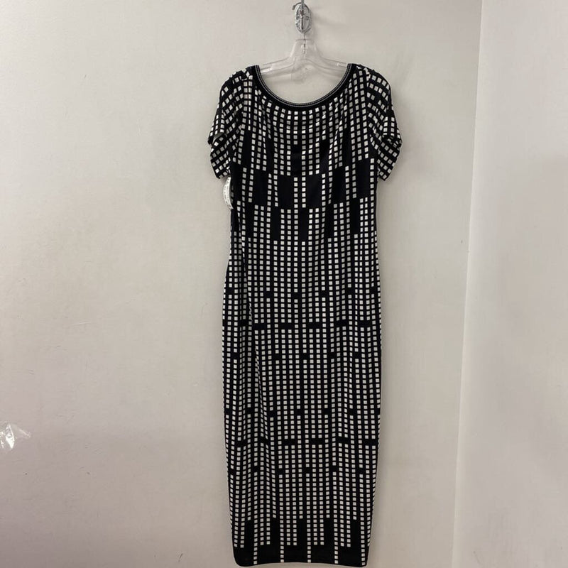 WOMEN'S DRESS black white geo XL/50IT