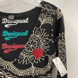 DESIGUAL WOMEN'S DRESS blavck cream red S