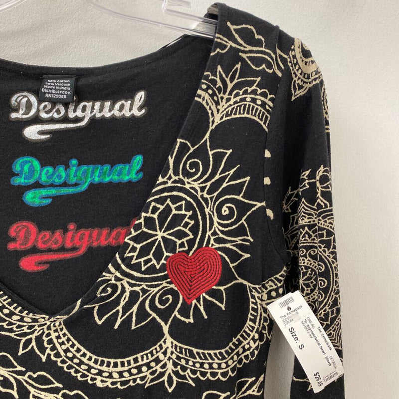 DESIGUAL WOMEN'S DRESS blavck cream red S