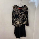 DESIGUAL WOMEN'S DRESS blavck cream red S