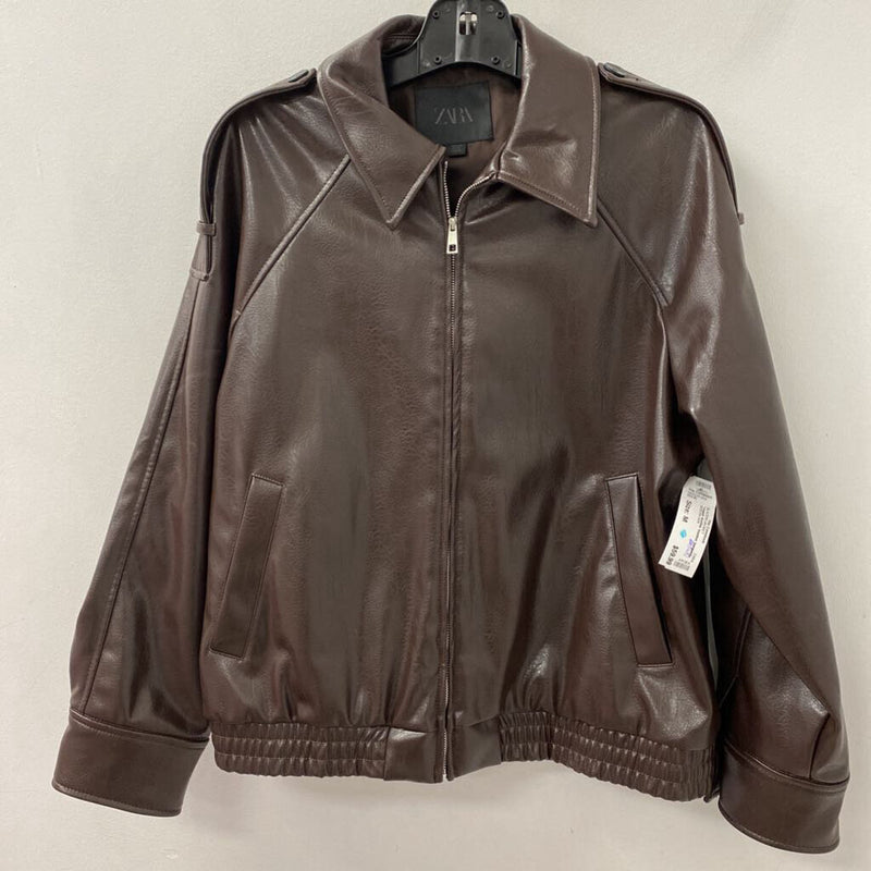 ZARA WOMEN'S BLAZER/JACKET burgundy M