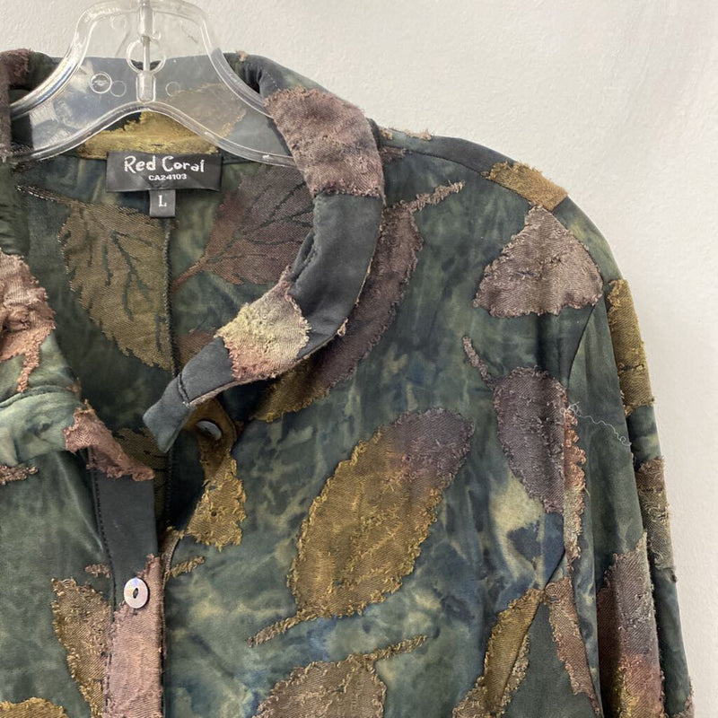 RED CORAL WOMEN'S TOP black cream brown L