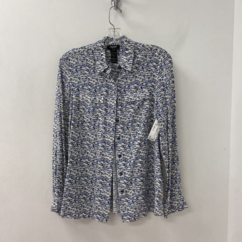 OLSEN WOMEN'S BLOUSE/SHIRT white blue navy S