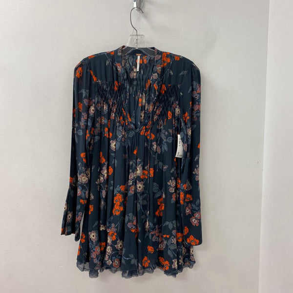 FREE PEOPLE WOMEN'S BLOUSE/SHIRT navy orange S