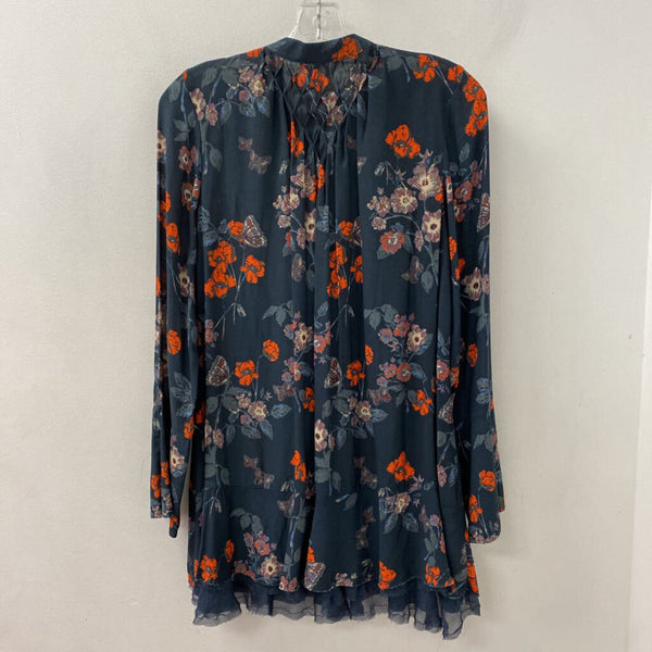 FREE PEOPLE WOMEN'S BLOUSE/SHIRT navy orange S