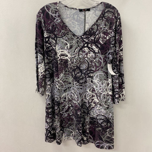 YEST WOMEN'S TOP black white purple S
