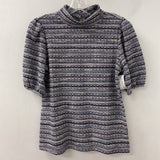 ANN TAYLOR WOMEN'S TOP purple blue white S